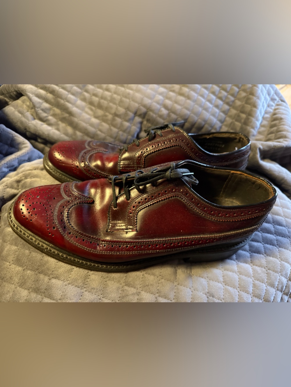 Vintage Shoe Classics for JCPenny Men's Burgundy Leather Wingtip Oxfords Size 8D